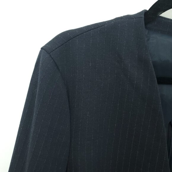 Spanx Collarless Oversize Ponte Knit Blazer L Navy Blue Pinstripe - Picture 7 of 16